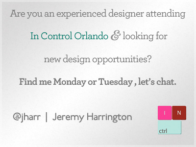 Seeking Experienced Designers aiga design in control conference inctrl jobs orlando