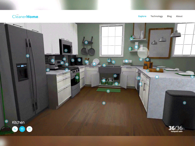 The Cleaner Home 3d animated design gif home interactive kitchen motion ui union web webgl