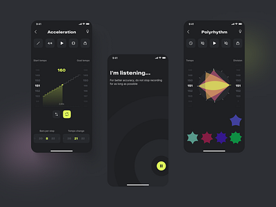 Shufffle app design green lime music ui ux