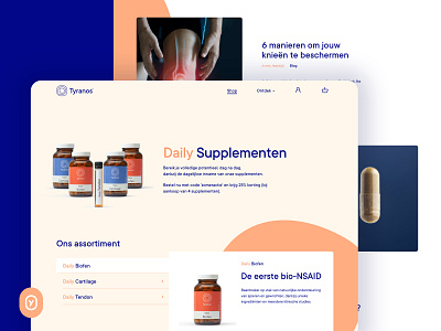 Tyranos | Webshop blue branding doctor health healthy medication meds orange orange blue pharmacy supplements ui design ux design webdesign webshop website