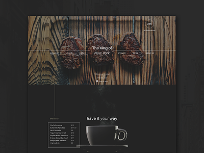 The King of New York dark debut one page parallax restaurant simple ui website