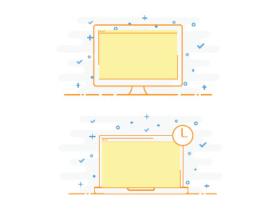 Desktop & Laptop illustration desktop illustration laptop outline