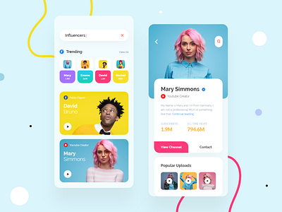 Influencer App Finder app design colorful influencer influencers trending videos