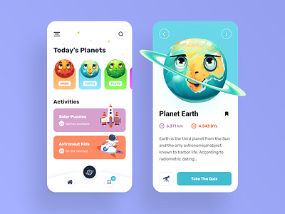 Educational Astronomy App Design For Kids astronaut earth educational kids app planets solar system space