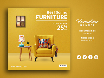 Furniture social media banner design furniture social media posts graphic design icon typography