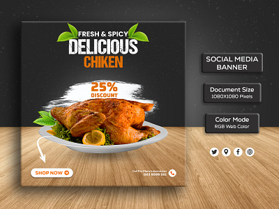 Chicken Social Media Food Banner branding design fried chicken graphic design typography