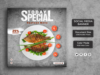 Seafood Banner Design design graphic design lemon typography