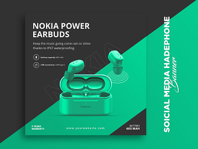 Nokia Power Earbuds Social Media Banner Templates