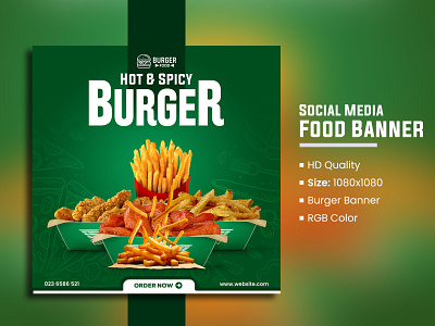 Burger Social Media Banner Design banner banner design design food graphic design typography