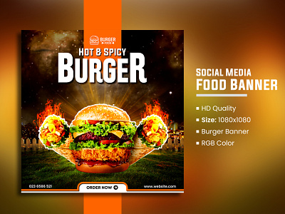 Burger Social Media Banner Design banner banner design burger design food graphic design typography