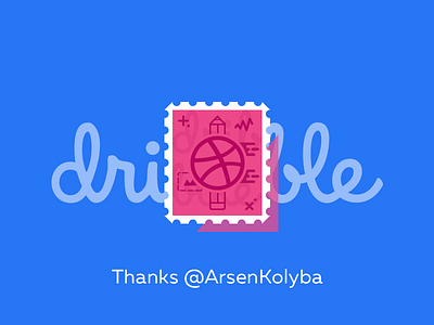 Hello dribbble debut dribbble first shot stamp thanks