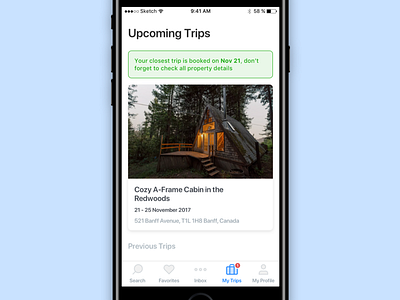 Trips Feed apartment application feed travel trips ui ux