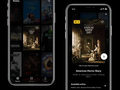 MovieFit 3.0 discover drama ios application movie app preview product design ui ux