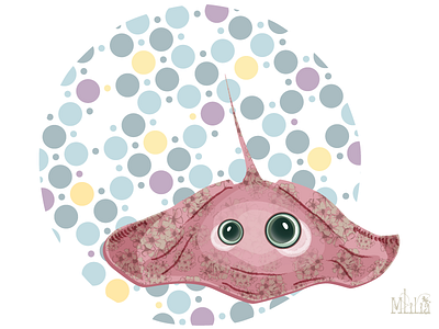 bubble Raya animals blue bubbles illustration mantarraya pastel pink raya sea stingray textures vector