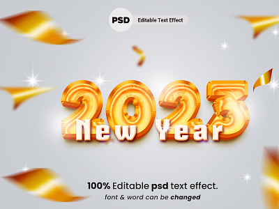 2023 Golden 3D Editable Text Effect 2023 january