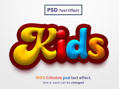 Kids Editable 3D Text Effect 3d 3d text effect animation design graphic design kids kids 3d kids text effect kids zone kits text effect ui kits
