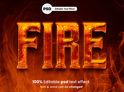 Fire Editable 3D Text Effect 3d 3d font 3d text effect design fire fire glass fire spark fire text font effect graphic design hot illustration text effect