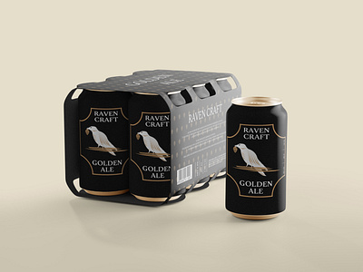 Packaging – Raven Craft beer branding can design golden graphic design illustration logo logotype pack packaging raven sketch vector