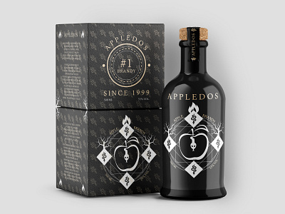 Packaging – Appledos Brandy alcohol apple black branding brandy design glass gold grain graphic design logo logotype pack packaging snake vector whisky