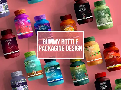 GUMMY BOTTLES Packaging Design Artworks bottle packaging branding colourful design digital illustration flat fruit graphic design gummy illustration illustration digital label minimal modern packaging trendy vector