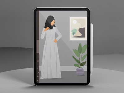 Female Portrait Illustration artwork design digital illustration female flat gawn girl hijab illustration illustration digital minimal model muslim portrait vector