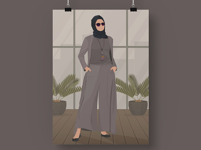 Modern Female Portrait Illustration artwork clothing design digital illustration fashion female flat girl illustration illustration digital interior islam minimal model modern muslim outfit portrait vector