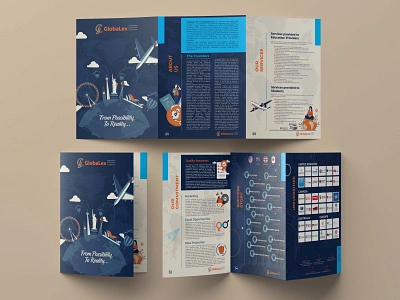 Tri-fold Flyer Design for Globalex abroad branding brochure creative design digital illustration education flat flyer illustration illustration digital leaflet marketing minimal promotion study tri fold vector