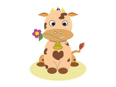 A cow with a flower animals cow illustration illustrator vector