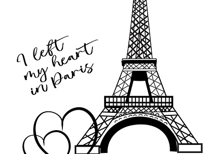 My Paris! black and white design eiffel tower illustration illustrator paris postcard vector