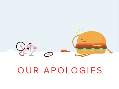 Whoops apology bike burger delivery graphic illustration vector