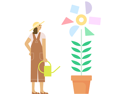 Growth+Wealth brand character garden illustration plant
