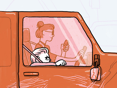 Big Sisters car doodle illustration procreate swerve texting