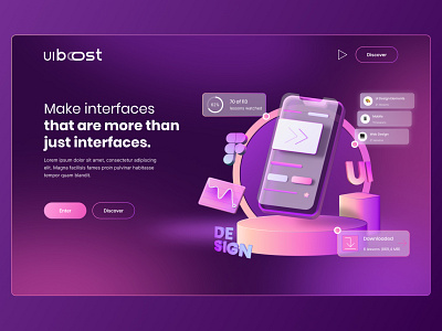 LP challenge uiBoost - august 3d branding design figma interface landing page ui ui design web design