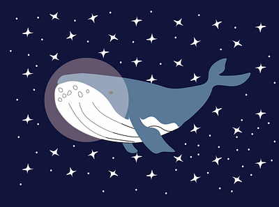 space whale adobe illustrator animal childrens book childrens illustration cute fish flat desig flat design graphicdesign illustration ilustrator kids sea space whale