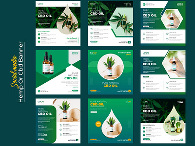 Hemp or cbd oil instagram post social media banner and web banne