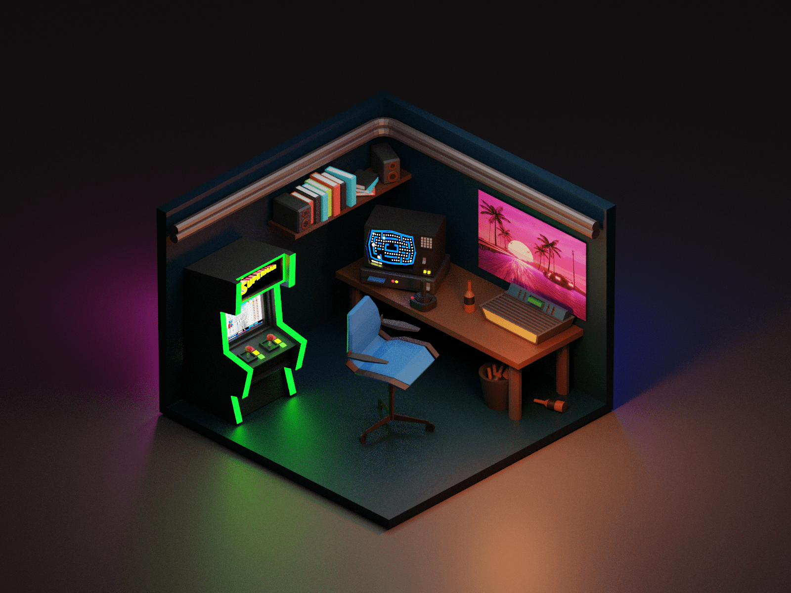 retro arcade room by Jason Yong on Dribbble