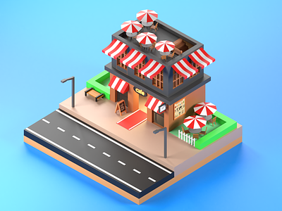 coffee place design designs illustration isometric art lowpoly lowpoly3d lowpolyart