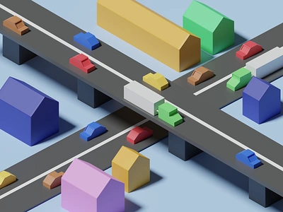 Mini Motorway branding design designs illustration isometric art logo lowpoly lowpoly3d lowpolyart ui