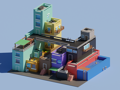 around the block 3d design designs graphic design illustration isometric art lowpoly lowpoly3d lowpolyart