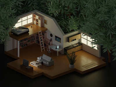 Cabin in the Woods design designs illustration isometric art lowpoly lowpoly3d lowpolyart