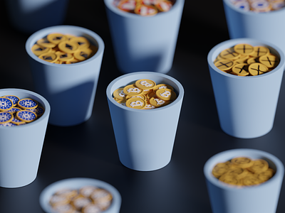 Crypto in a Cup 3d design designs graphic design illustration isometric art logo lowpoly lowpoly3d lowpolyart ui