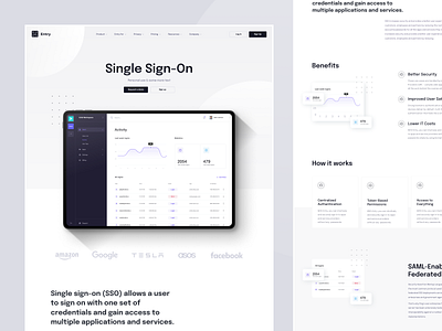 Entry app chart clean dashboard design desktop landing landing page minimal recognition saas security single sign on software ui ux visux web