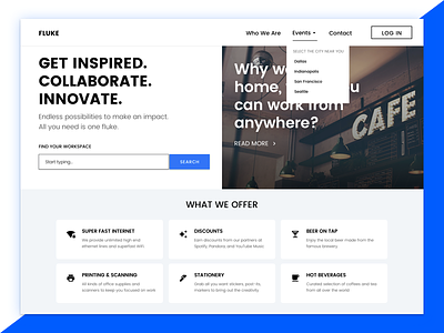 Landing Page - Fluke, a co-working space.