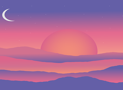 Sunset vibes illustration minimal vector