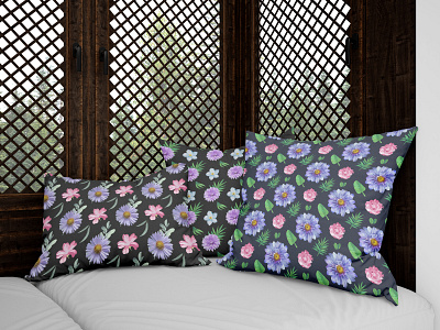 Aster flower pattern aster clothing design flower graphic design illustration mockup pattern pillow