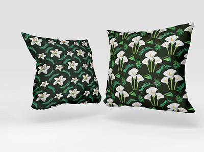 Calla lily Flower Pattern Design background black blanket branding calla lily clothing design flower graphic design illustration mockup pattern pillow