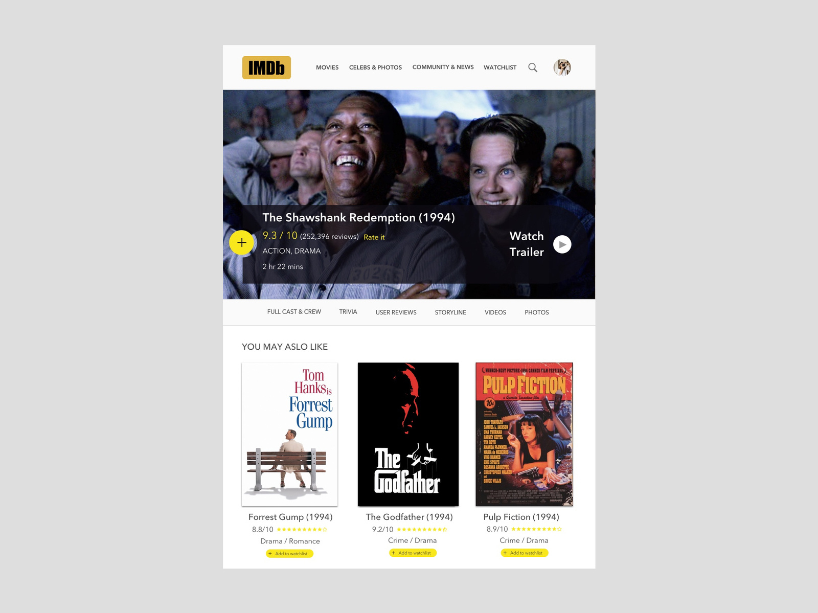 IMDB Concept Page by Ram Kumarasubramanian on Dribbble