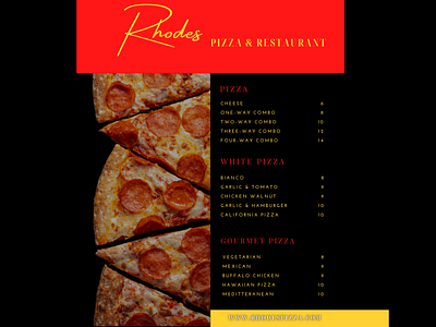 Rhode's Pizza Logo & Menu logo menu design