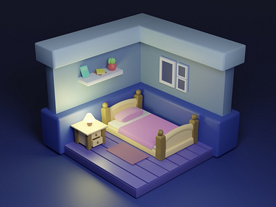 Bedroom 3d 3dmodeling bed bedroom blender blender3d graphic design lowpoly lowpolyart roomdesign