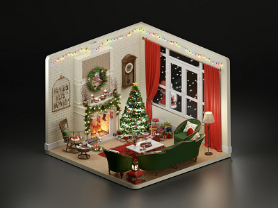 Christmas and new year 3d illustration 2022 3d 3dart 3dmodeling 3drender b3d blender blender3d christmas cute cycles design graphic design happy illustration new year